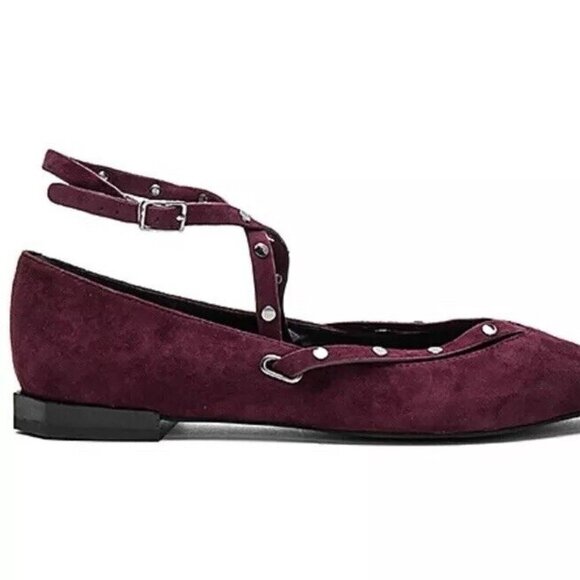 REBECCA Minkoff Womens Faye Dark Maroon Ballet Flats Size 10 - Picture 3 of 16